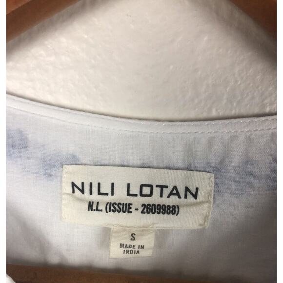 Nili Lotan Sz Small S White Blue Morrocan Embroidered Tunic Shirt Dress - Picture 6 of 9